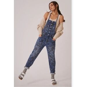 Anthropologie Pilcro The Painters Denim Overalls Sz 30 Floral Jumpsuit Blue Boho
